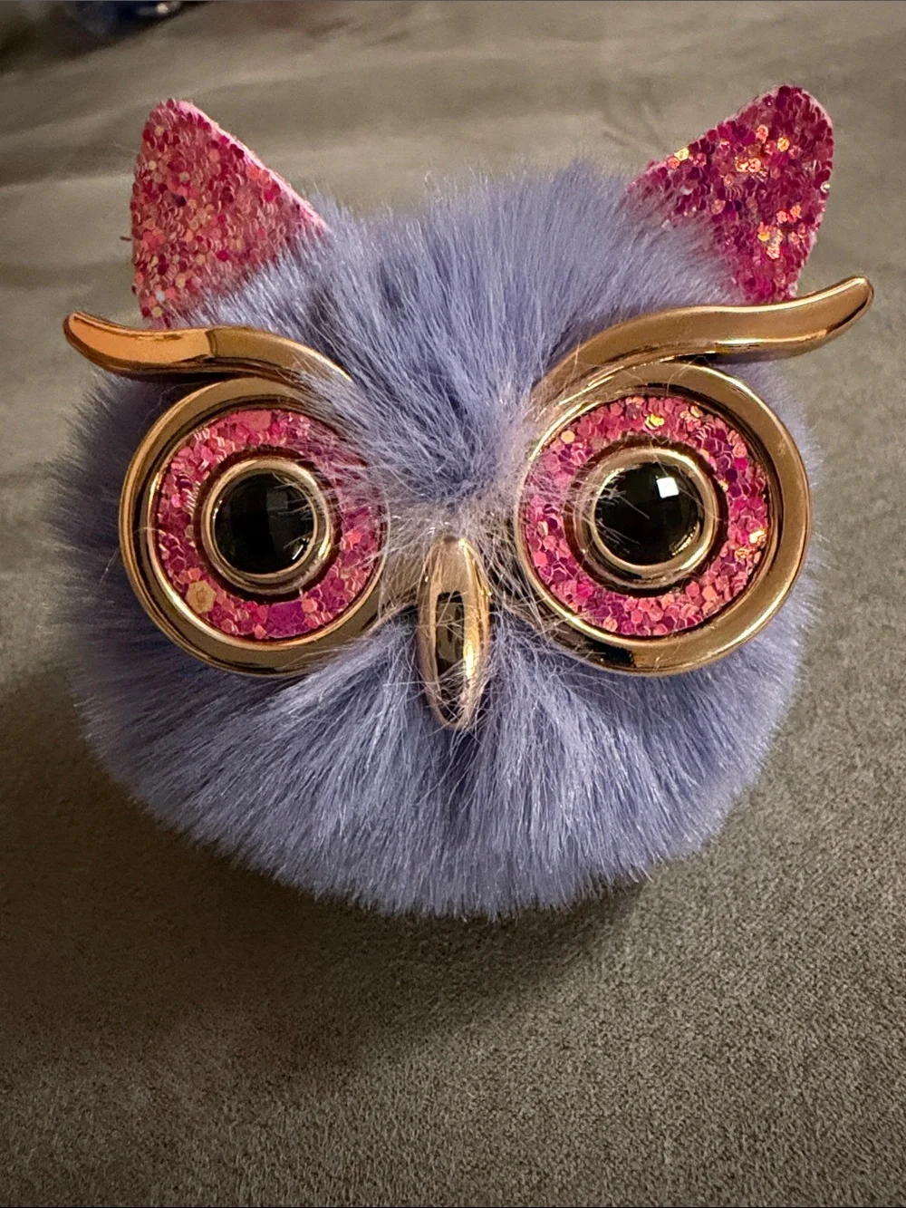 Faux Fur Owl Keychain Charm - Multicolor Options B 25